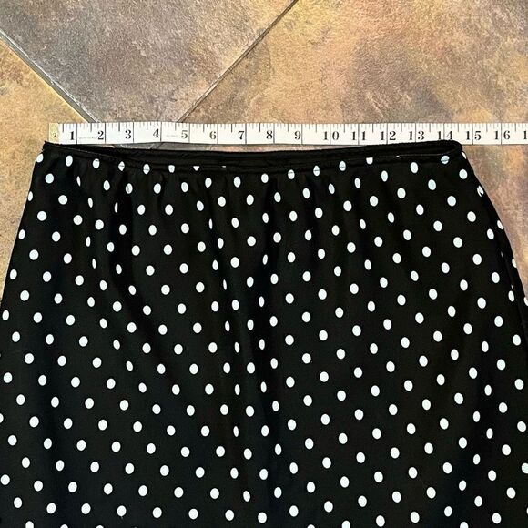 Worthington Blue Polka Dot Pleated Black Skirt 10 - Picture 3 of 8